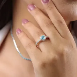ANEL PRATA PRINCESA CORAÇÃO AZUL BEBE