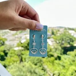 BC PRATA FLOR E CORAÇÃO VAZADO