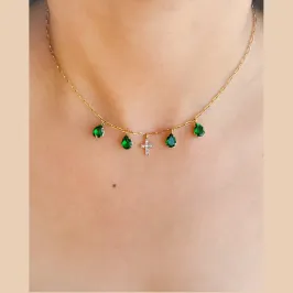 GAR DOU CARTIER GOTA VERDE E CRUZ CRAVEJADA