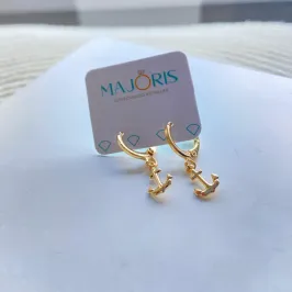 Brinco Dourada Argolinha Ancora