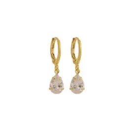 Brinco Dourada Argolinha Gota Zircônia