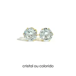 BRINCO DOURADO REDONDO GG ZIRCONIA OU COLORIDO