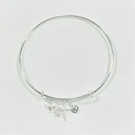 Pulseira Prata Bracelete Pingentes Cruz Coração Paz