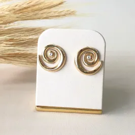 Brinco Dourado Caracol com Zircônia