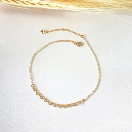 Tornozeleira Dourada Corações Trabalhados