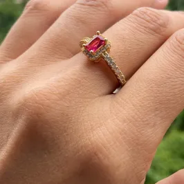 ANEL DOU PEDRA VERMELHOR RUBI