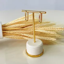 Brinco Dourado Argola Retangular