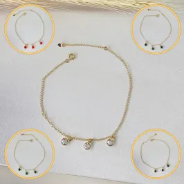 Tornozeleira Dourada Pontos Colorido