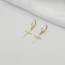 BRINCO DOURADO ARGOLINHA CLICK COM PENDURICALHO CRUZ LISA