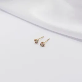 BRINCO DOURADO CORAÇÃO CRAVEJADO COM ZIRCÔNIA COLORIDA