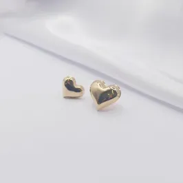 BRINCO DOURADO DUPLA DE CORAÇÃO ABAULADO E LISO
