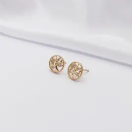 BRINCO DOURADO REDONDO COM ÁRVORE DA VIDA DETALHADA