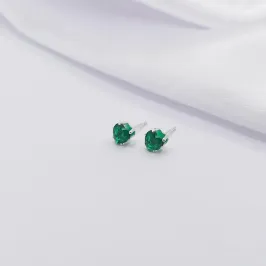 BRINCO PRATA CORAÇÃO ESMERALDA G