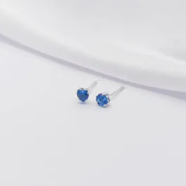 BRINCO PRATA CORAÇÃO P SAFIRA