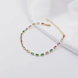 PULSEIRA DOURADA COM ZIRCÔNIA NAVETE COLORIDA
