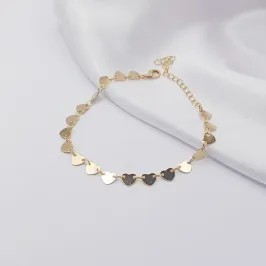 PULSEIRA DOURADA ELO DE CORAÇÃO CHAPA