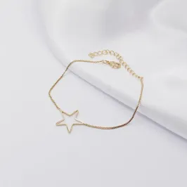 PULSEIRA DOURADA VENEZIANA COM ESTRELA VAZADA E LISA