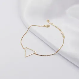 PULSEIRA DOURADA VENEZIANA COM TRIÂNGULO VAZADA E LISO