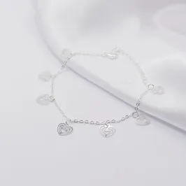 PULSEIRA PRATA COM MÚLTIPLOS CORAÇÕES CHAPA DETALHADO