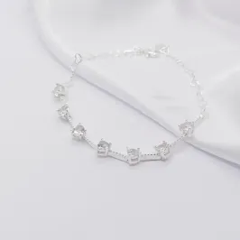 PULSEIRA PRATA ELO DETALHADO COM MÚLTIPLOS CORAÇÕES CRISTAL
