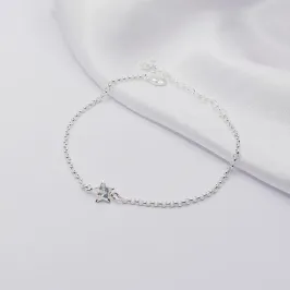 PULSEIRA PRATA ELO PORTUGUÊS FINO COM ESTRELA CRISTAL