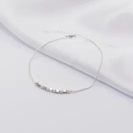 PULSEIRA PRATA VENEZIANA COM ABS DIAMANTADO E CUBINHO LISO