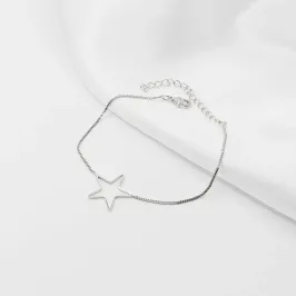 PULSEIRA PRATA VENEZIANA COM ESTRELA VAZADA E LISA