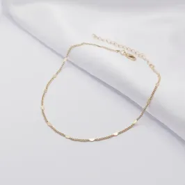 TORNOZELEIRA DOURADA FINA COM MINI CORAÇÕES CHAPA