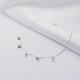 TORNOZELEIRA PRATA COM CINCO PONTOS DE LUZ CRISTAL