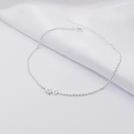 TORNOZELEIRA PRATA ELO PORTUGUÊS FINO COM ESTRELA CRISTAL