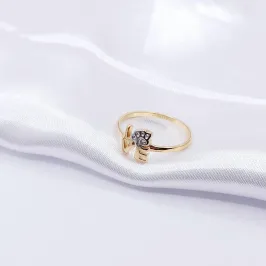 ANEL DOURADO FINO LOVE COM PATINHA DETALHADA