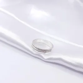 ANEL PRATA DUPLA FILEIRA DE ZIRCÔNIA