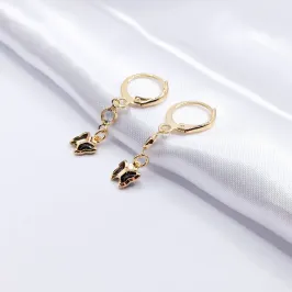 BRINCO DOURADO ARGOLINHA CLICK BORBOLETA BLACK
