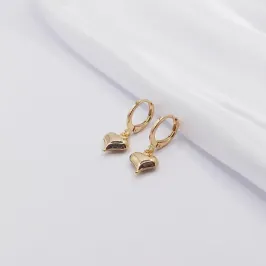 BRINCO DOURADO ARGOLINHA COM PENDURICALHO CORAÇÃO ABAULADO G