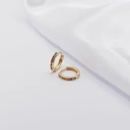 BRINCO DOURADO ARGOLINHA CRAVEJADA COM ZIRCÔNIA COLORIDA G