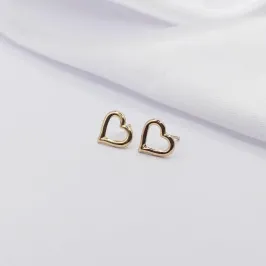 BRINCO DOURADO CORAÇÃO VAZADO E LISO G