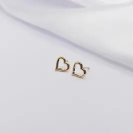 BRINCO DOURADO CORAÇÃO VAZADO E LISO M