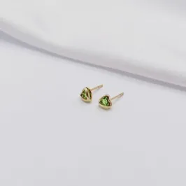 BRINCO DOURADO CORAÇÃO ZIRCÔNIA VERDE P