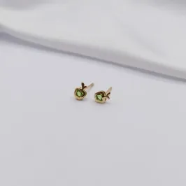 BRINCO DOURADO MAÇÃ EM ZIRCÔNIA VERDE