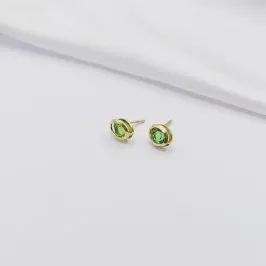 BRINCO DOURADO PONTO DE LUZ OVAL VERDE
