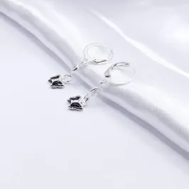 BRINCO PRATA ARGOLINHA CLICK BORBOLETA BLACK