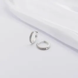 BRINCO PRATA ARGOLINHA CRAVEJADA COM ZIRCÔNIA CRISTAL G