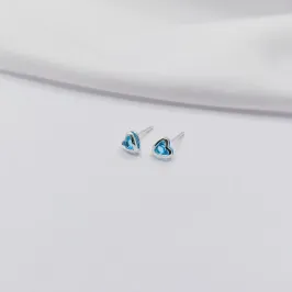 BRINCO PRATA CORAÇÃO ZIRCÔNIA AZUL P