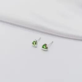 BRINCO PRATA CORAÇÃO ZIRCÔNIA VERDE P