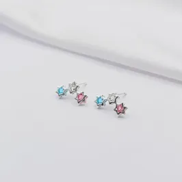 BRINCO PRATA ESTRELAS COLORIDAS