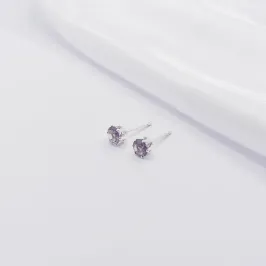 BRINCO PRATA REDONDO AMETISTA G