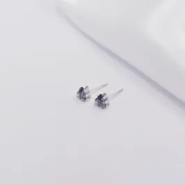 BRINCO PRATA TRIÂNGULO AMETISTA M