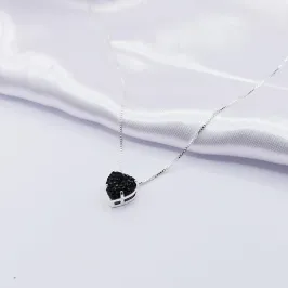 GARGANTILA PRATA CORAÇÃO ZIRCÔNIA BLACK 45CM