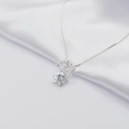 GARGANTILHA PRATA MENINA COM PONTO DE LUZ CORAÇÃO 45CM