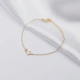 PULSEIRA DOURADA ELO PORTUGUÊS FINO COM DETALHE ORGÂNICO